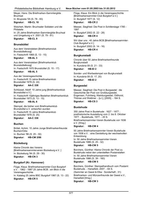 Allgemeines - Philatelistische Bibliothek Hamburg eV