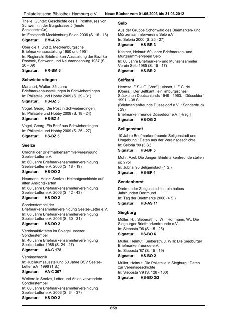 Allgemeines - Philatelistische Bibliothek Hamburg eV