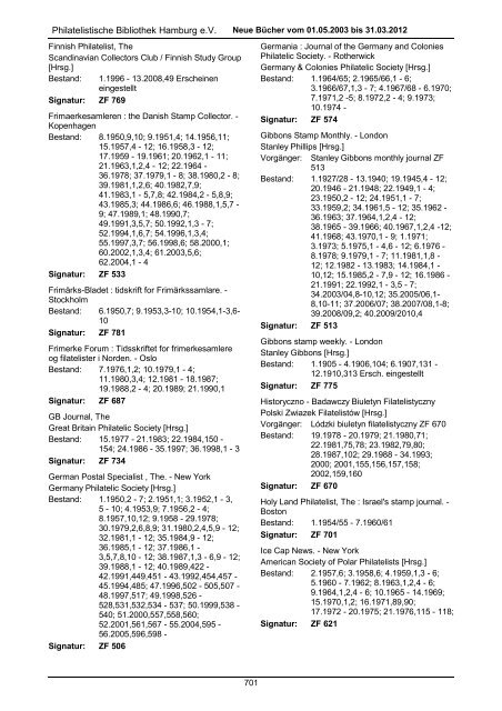 Allgemeines - Philatelistische Bibliothek Hamburg eV