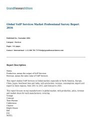 Global VoIP Services Market Professional Survey Report 2016