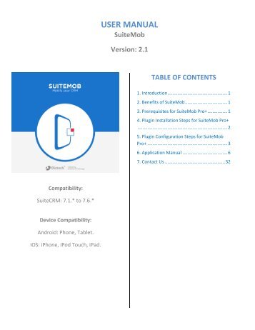 Customizable Mobile Application For SuiteCRM - SuiteMob (v2.1)