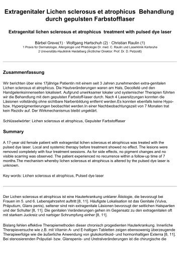 Extragenitaler Lichen sclerosus et atrophicus - Behandlung durch ...