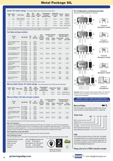 Pickering Electronics Catalog Jan17