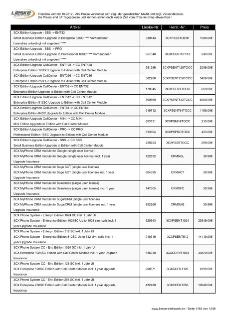 Lieske Elektronik Preisliste - Lieske-Elektronik e.K.