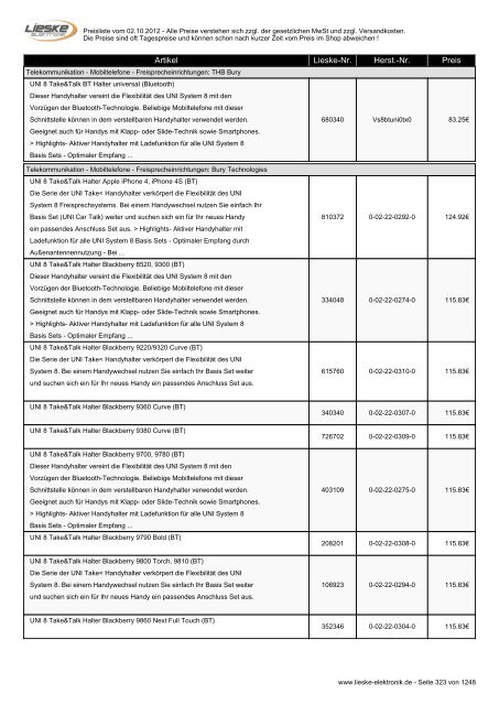 Lieske Elektronik Preisliste - Lieske-Elektronik e.K.