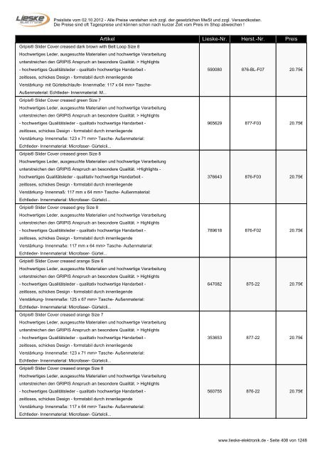 Lieske Elektronik Preisliste - Lieske-Elektronik e.K.