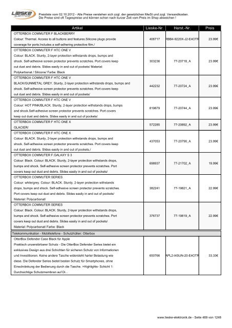 Lieske Elektronik Preisliste - Lieske-Elektronik e.K.