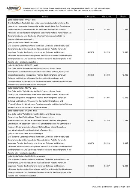 Lieske Elektronik Preisliste - Lieske-Elektronik e.K.