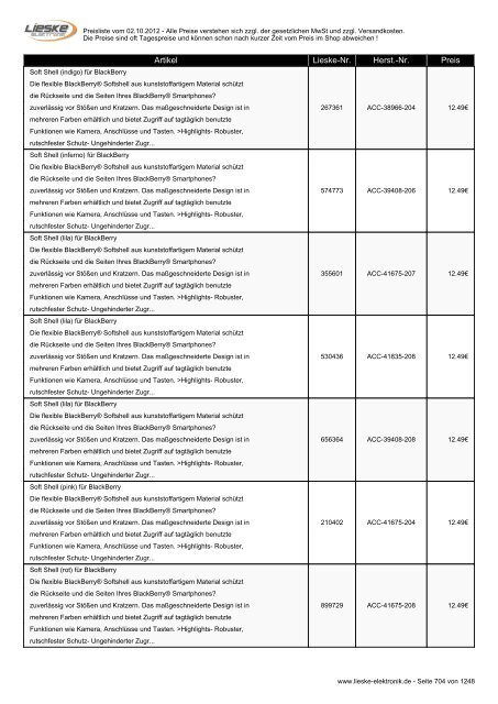 Lieske Elektronik Preisliste - Lieske-Elektronik e.K.