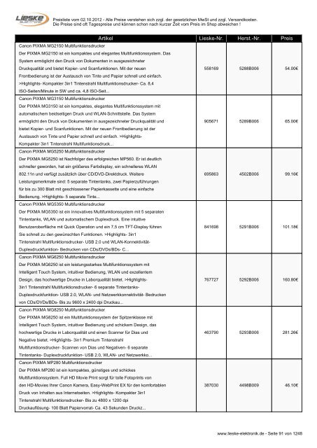 Lieske Elektronik Preisliste - Lieske-Elektronik e.K.