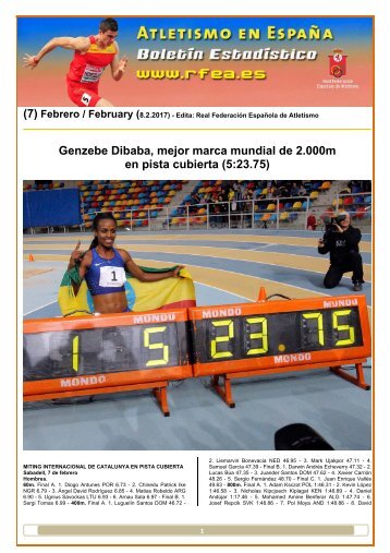 (7) Genzebe Dibaba mejor marca mundial de 2.000m en pista cubierta (5:23.75)