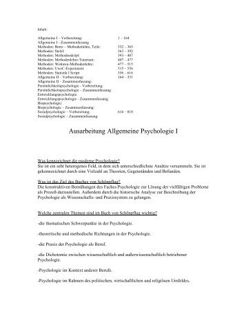 Ausarbeitung Allgemeine Psychologie I - Lascap