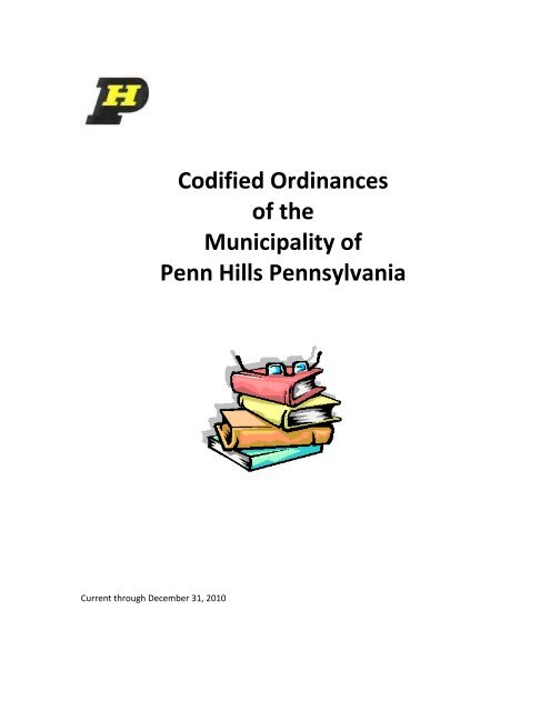 Codified Ordinances of the Municipality of Penn Hills Pennsylvania 