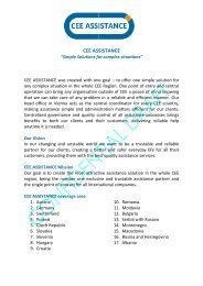 CEE ASSISTANCE PRODUCT IDENTITY - Clients