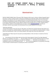 ESE 697 ESE697 ESE/697 Week 3 Discussion 2/DQ 2 Designing a Mini-Lesson in Writing or Spelling -[[latest]]