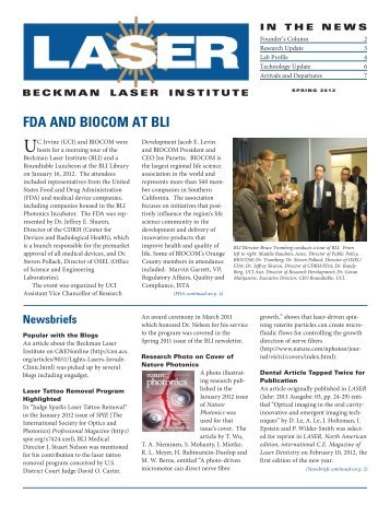 FDA AND BIOCOM AT BLI - Beckman Laser Institute