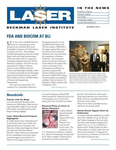 FDA AND BIOCOM AT BLI - Beckman Laser Institute