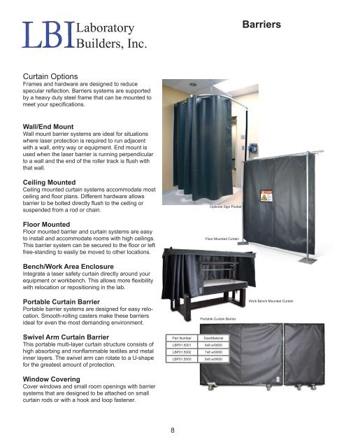 Laser Curtains, Barriers and Safety Supplies - Laboratory Builders, Inc.