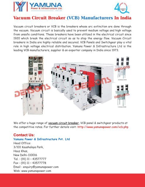 Vacuum Circuit Breaker (VCB) Manufacturers In India