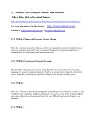 ECO 550 Entire Course Managerial Economics and Globalization