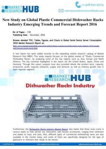 Global Plastic Commercial Dishwasher Racks Industry Emerging Trends and Forecast Report 