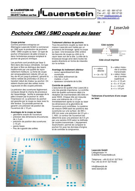 Pochoirs CMS / SMD coupés au laser