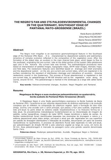 Artigo-THE NEGROS FAN AND ITS PALEOENVIRONMENTAL CHANGES IN THE QUATERNARY SOUTHEAST EDGE OF PANTANAL