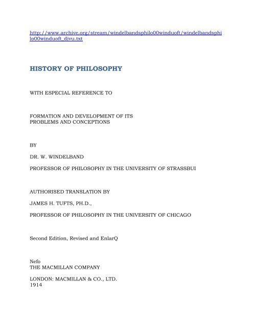 HISTORY OF PHILOSOPHY