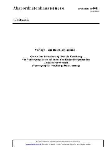 Vorlage – zur Beschlussfassung - Abgeordnetenhaus von Berlin