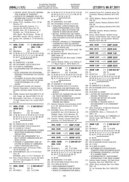 Bulletin 2011/27 - European Patent Office