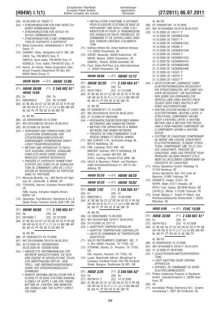 Bulletin 2011/27 - European Patent Office