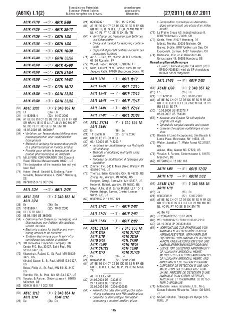 Bulletin 2011/27 - European Patent Office