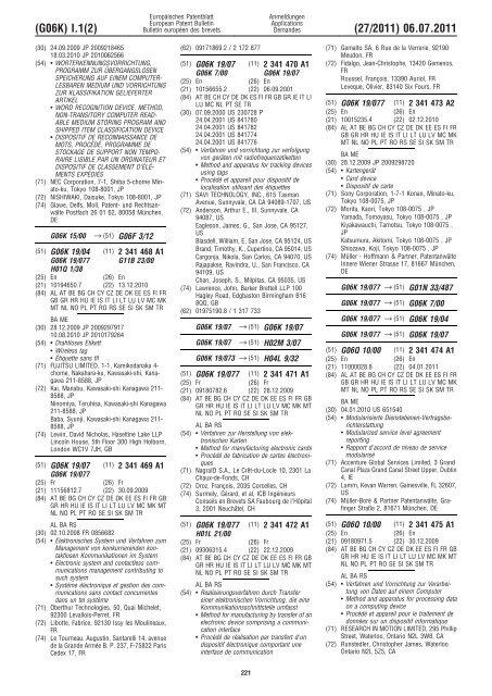 Bulletin 2011/27 - European Patent Office