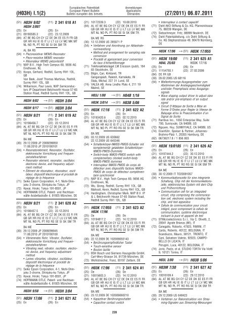 Bulletin 2011/27 - European Patent Office