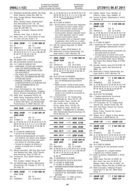 Bulletin 2011/27 - European Patent Office