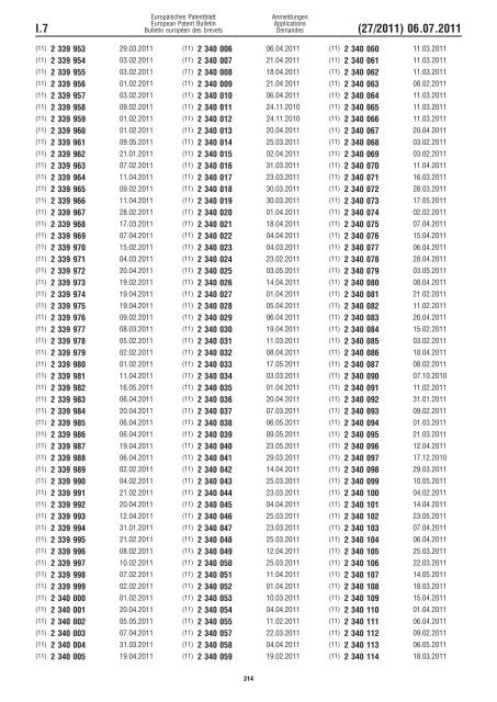 Bulletin 2011/27 - European Patent Office