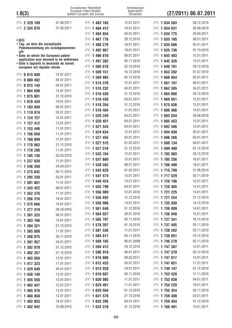 Bulletin 2011/27 - European Patent Office