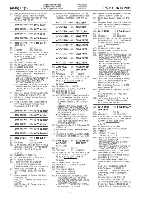 Bulletin 2011/27 - European Patent Office