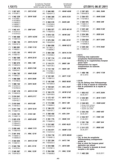 Bulletin 2011/27 - European Patent Office