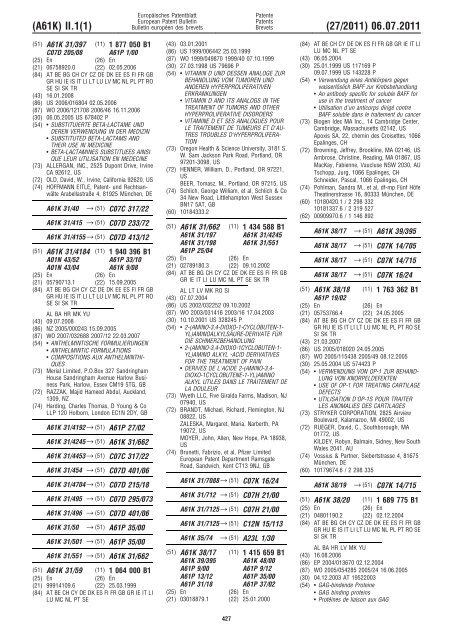 Bulletin 2011/27 - European Patent Office