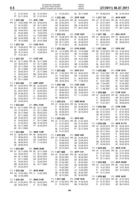 Bulletin 2011/27 - European Patent Office