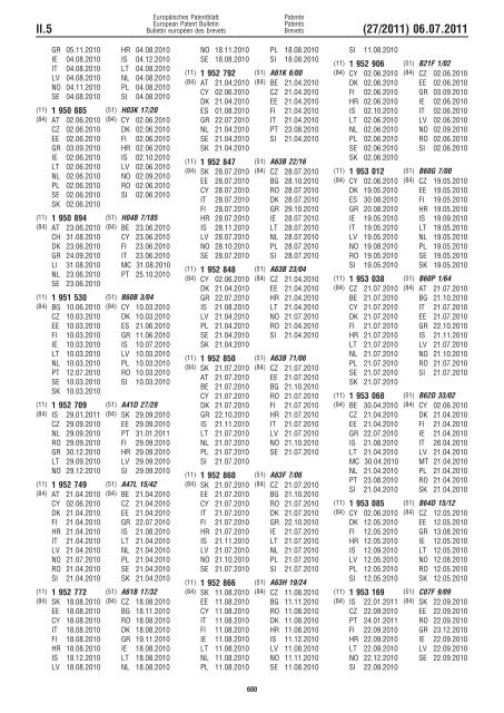 Bulletin 2011/27 - European Patent Office