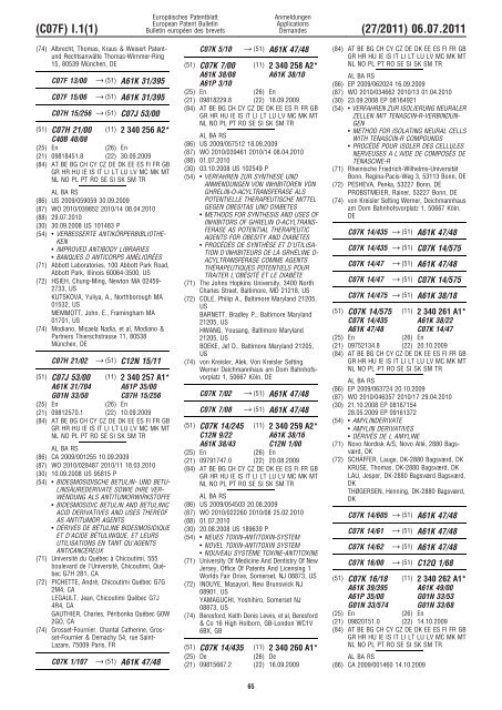 Bulletin 2011/27 - European Patent Office