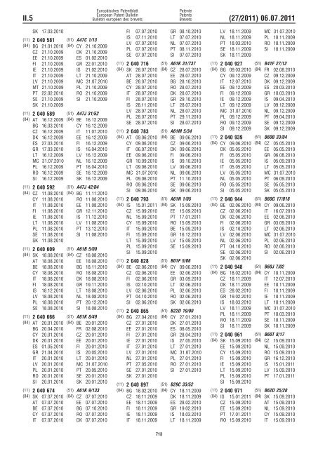 Bulletin 2011/27 - European Patent Office