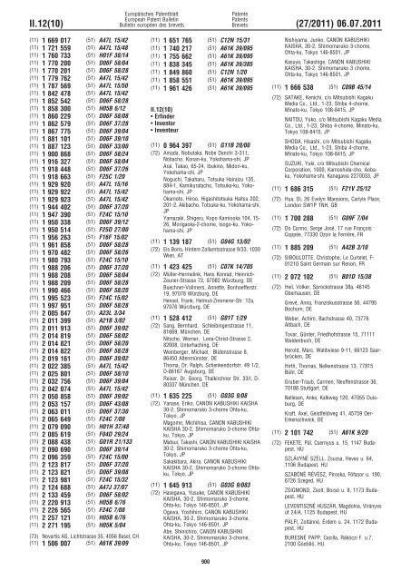 Bulletin 2011/27 - European Patent Office