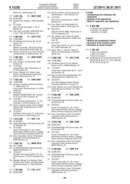 Bulletin 2011/27 - European Patent Office