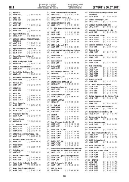 Bulletin 2011/27 - European Patent Office