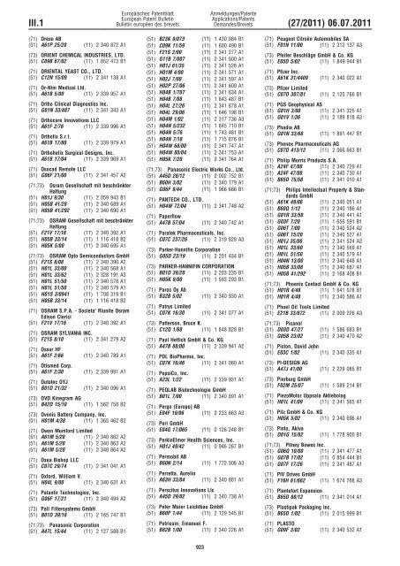 Bulletin 2011/27 - European Patent Office