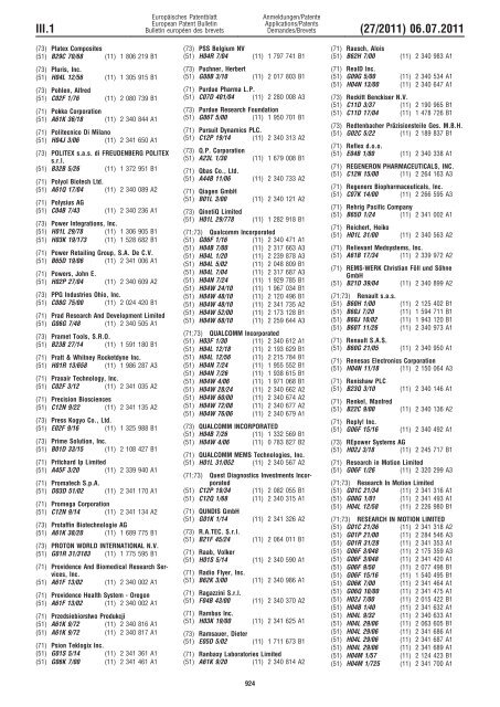 Bulletin 2011/27 - European Patent Office