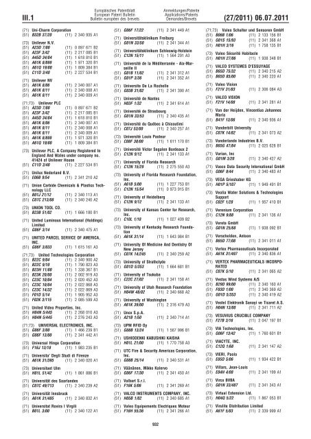 Bulletin 2011/27 - European Patent Office